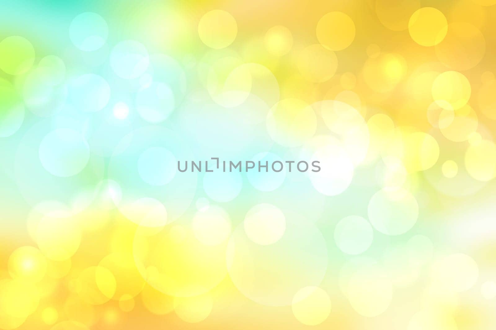 Abstract bright gradient motion spring or summer landscape texture background with natural gold yellow bokeh lights and blue bright sunny sky. Beautiful backdrop with space for design.