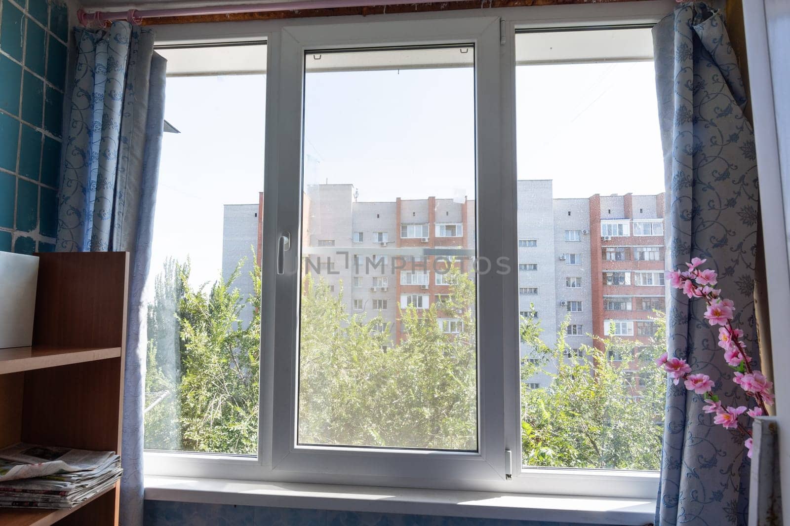Glazed plastic windows loggia apartment high-rise building