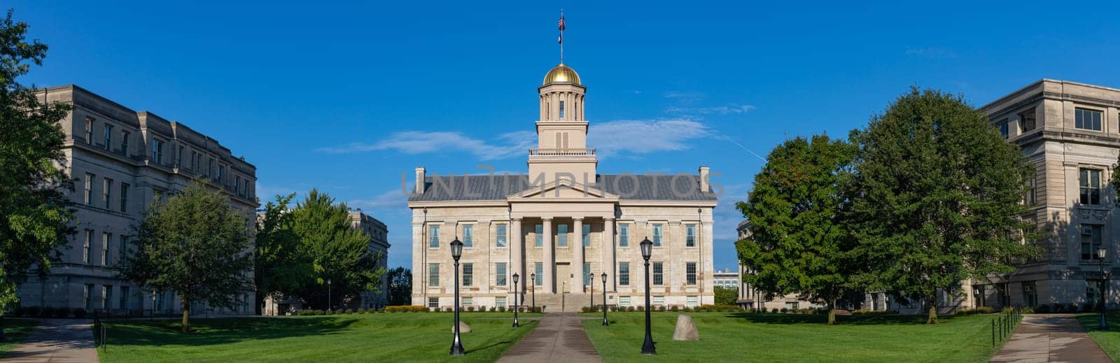 The old Iowa state Capitol, in the Iowa City, United States of America, under clear Sky