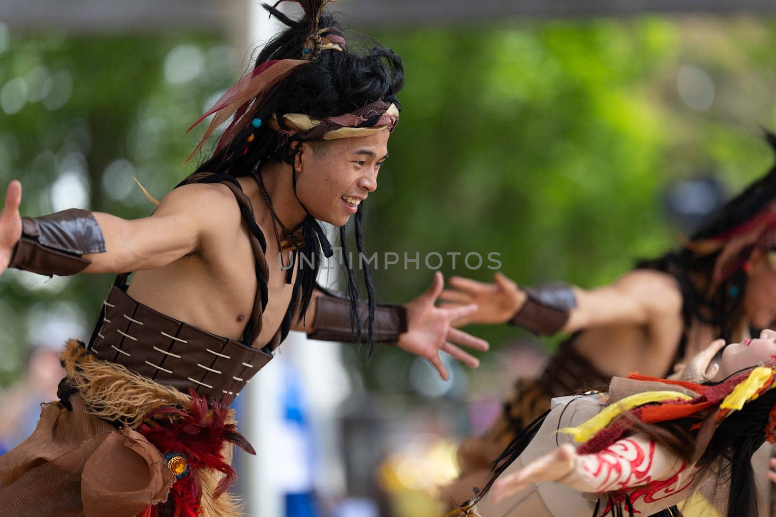 Columbus, Ohio, USA - May 26, 2019: Columbus Asian Festival, Franklin Park, Chinese Dancers wearing traditional clothing performing traditional dances.