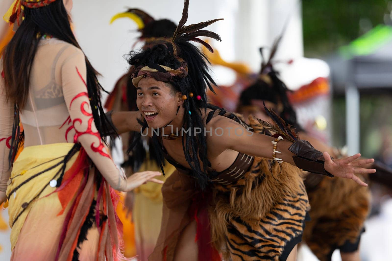 Columbus, Ohio, USA - May 26, 2019: Columbus Asian Festival, Franklin Park, Chinese Dancers wearing traditional clothing performing traditional dances.