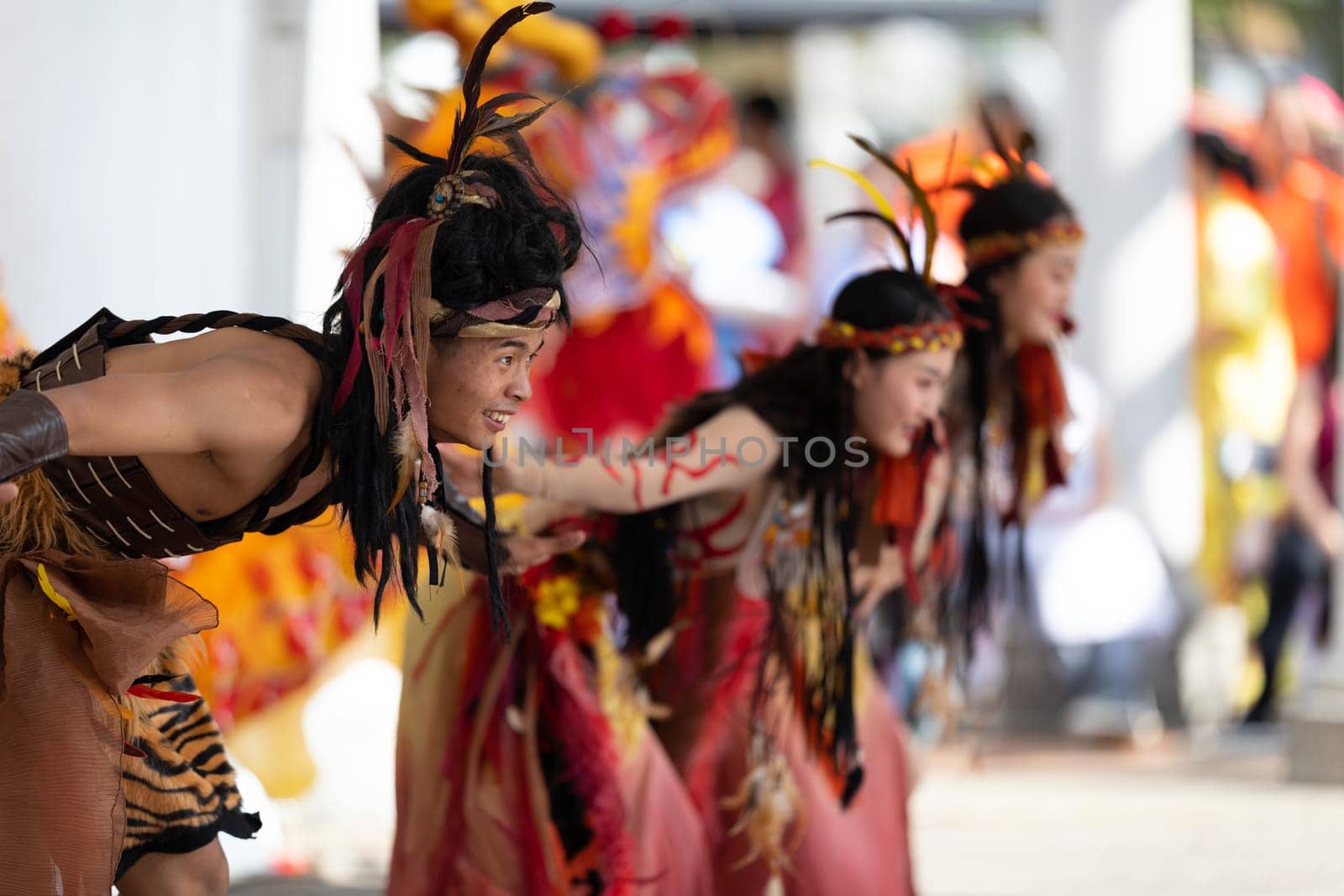 Columbus, Ohio, USA - May 26, 2019: Columbus Asian Festival, Franklin Park, Chinese Dancers wearing traditional clothing performing traditional dances.
