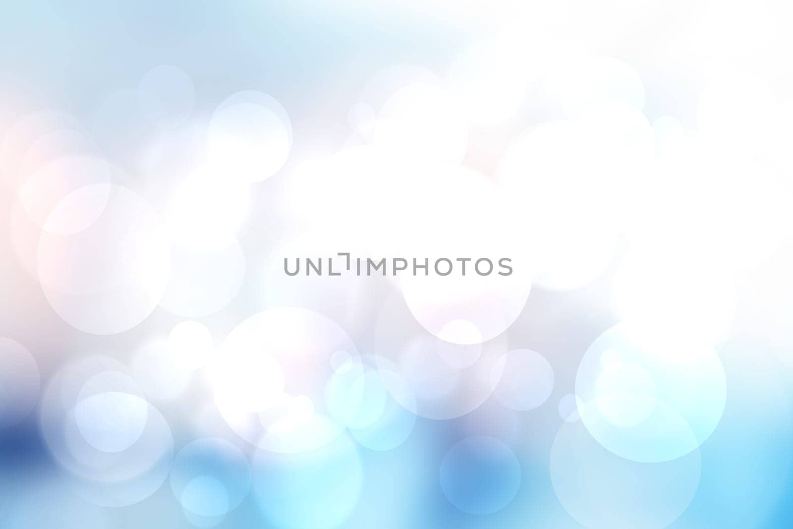 Abstract blurred fresh vivid spring summer light delicate pastel blue white bokeh background texture with bright circular soft color lights. Beautiful backdrop illustration.