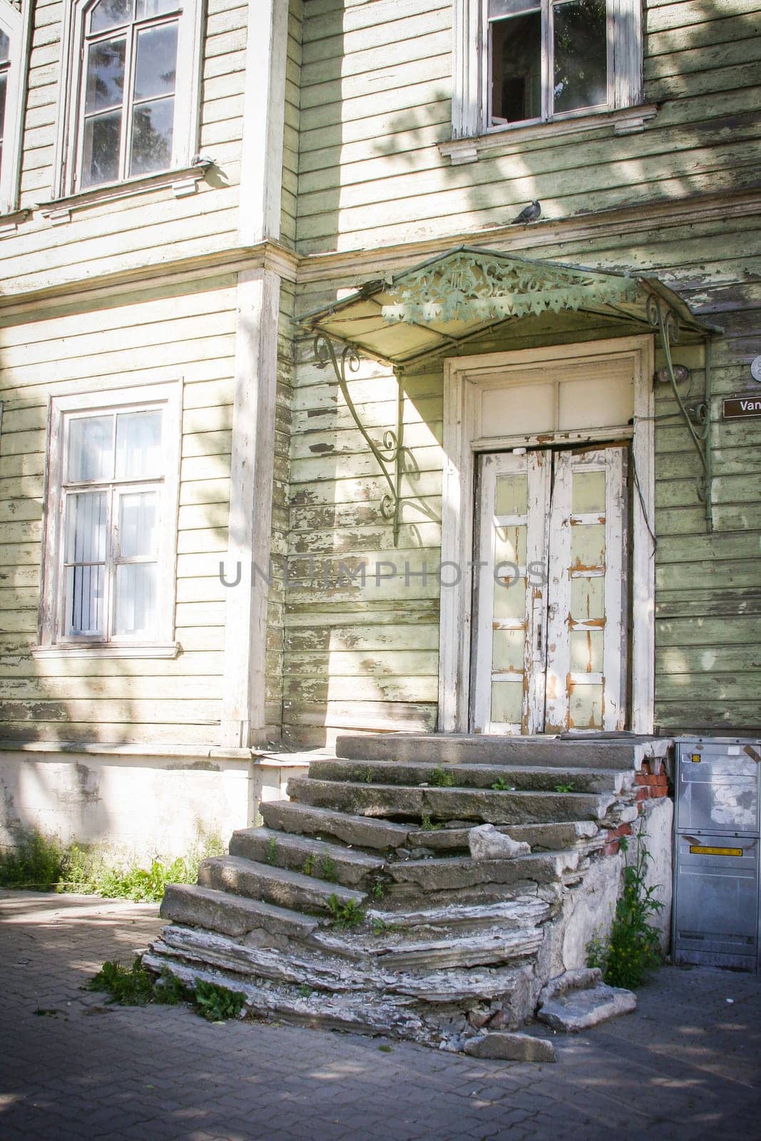 Broken stairs. Abandoned building in Tallin, Estonia.