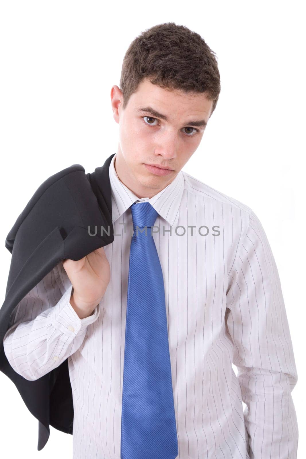 young business man standing, isolated on white