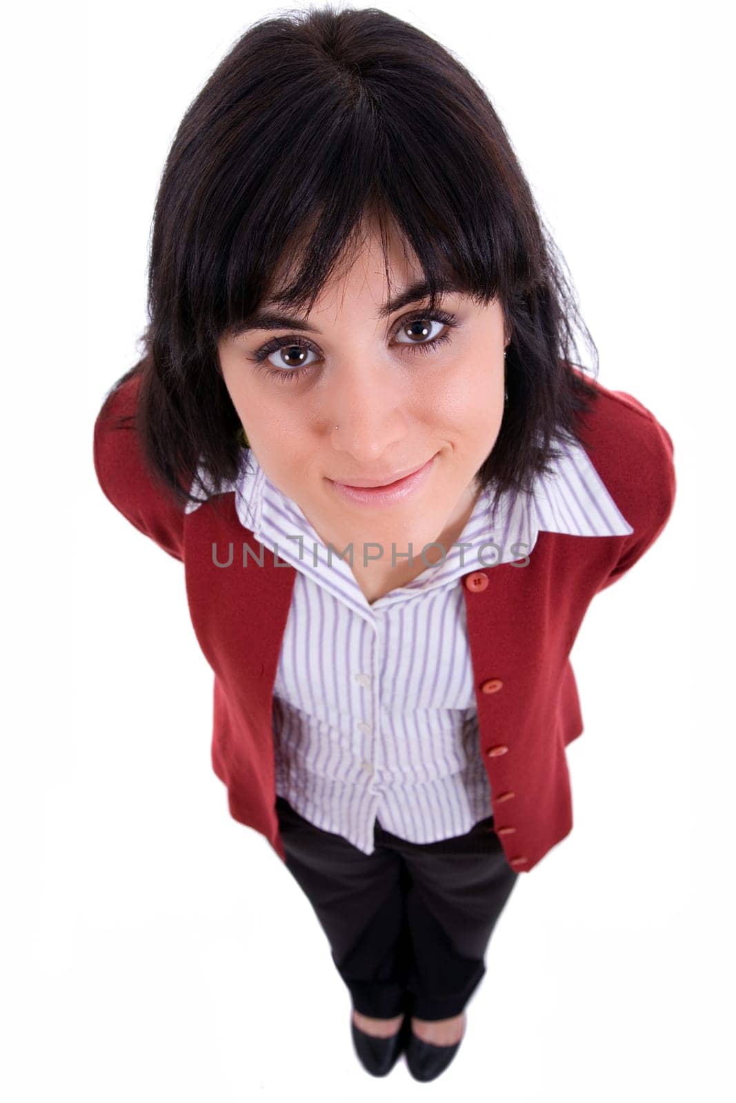 young beautiful woman full body, isolated on white