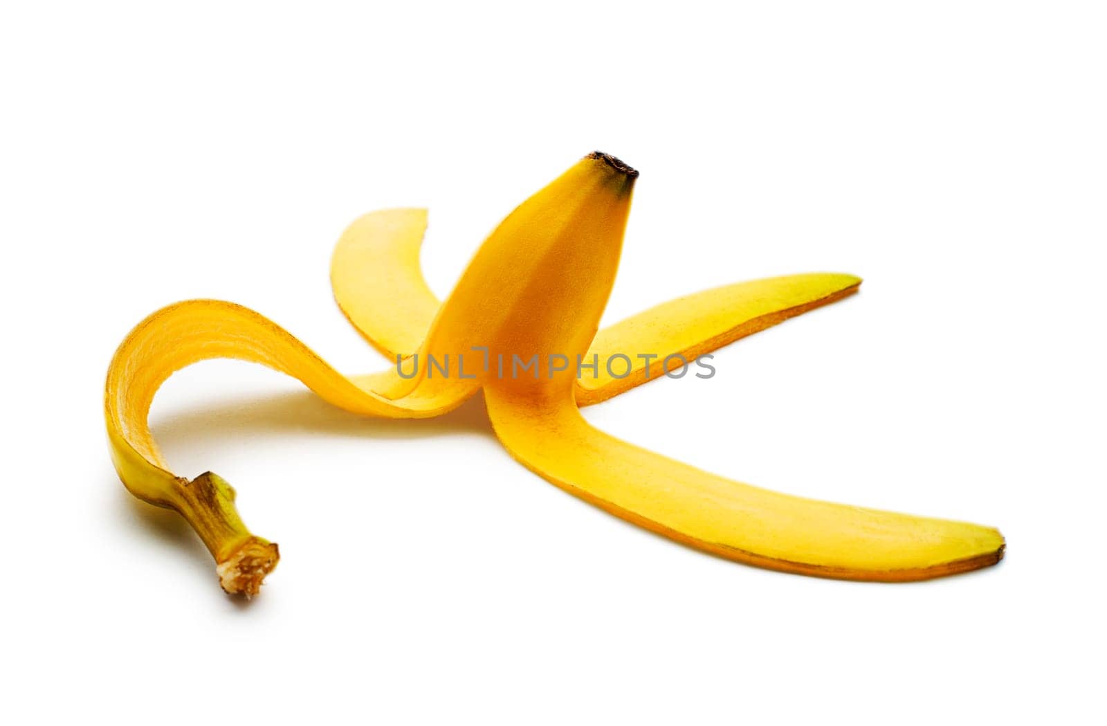 Banana peel isolated on white background close up