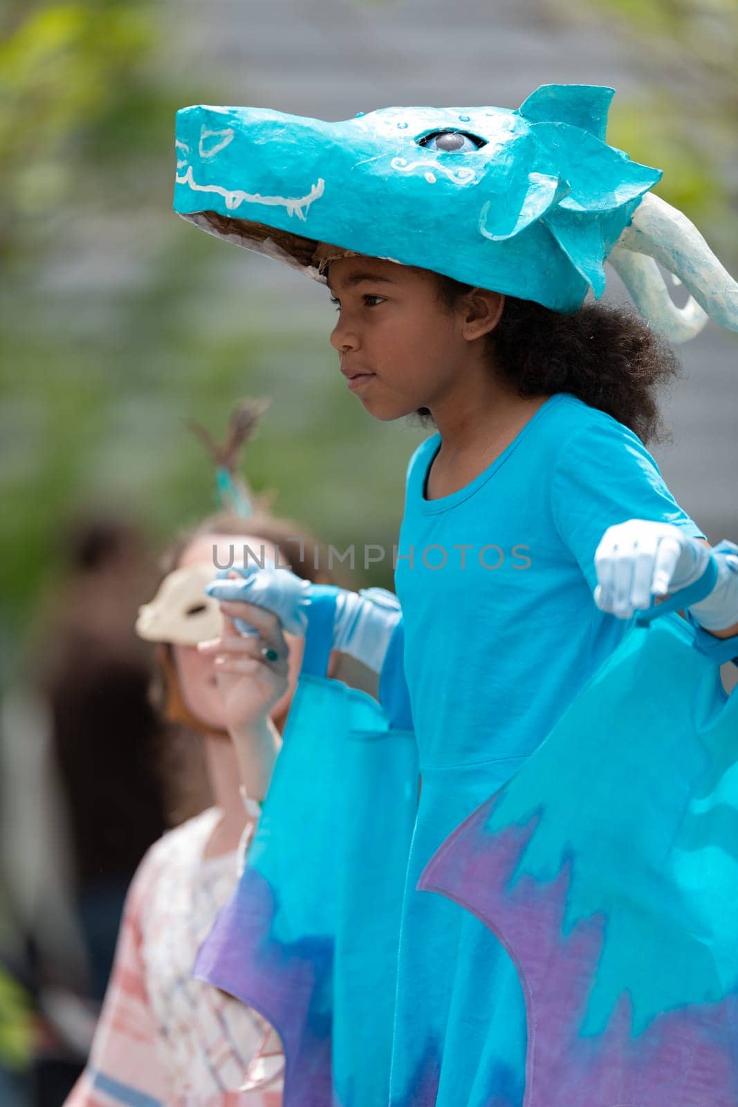 Cleveland, Ohio, USA - June 8, 2019: Parade the Circle, people wearing colorful abstract outfits during the parade
