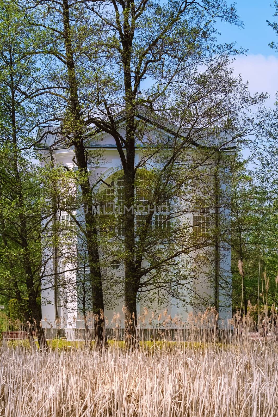 Chapel of the Virgin Mary in Studzieniczna, Poland. View from the lake.