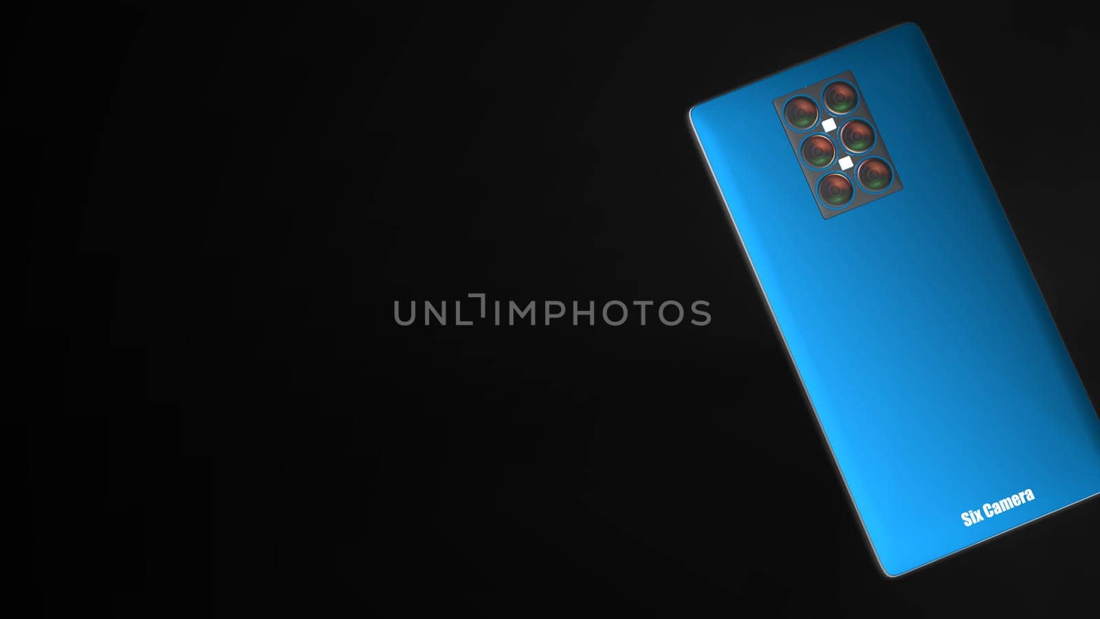 The 3d rendering of mutilple camera smartphone system concept