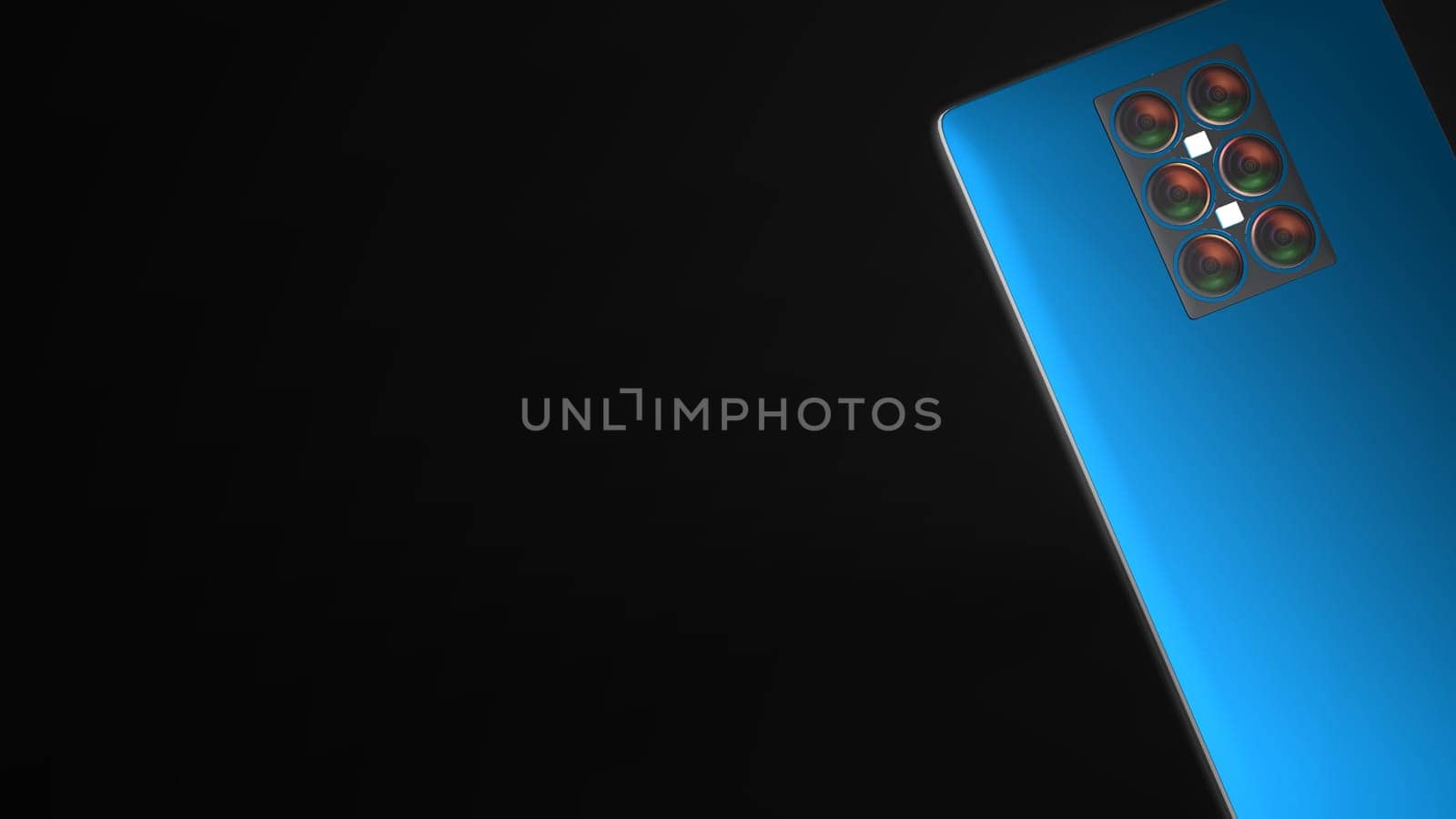 The 3d rendering of mutilple camera smartphone system concept