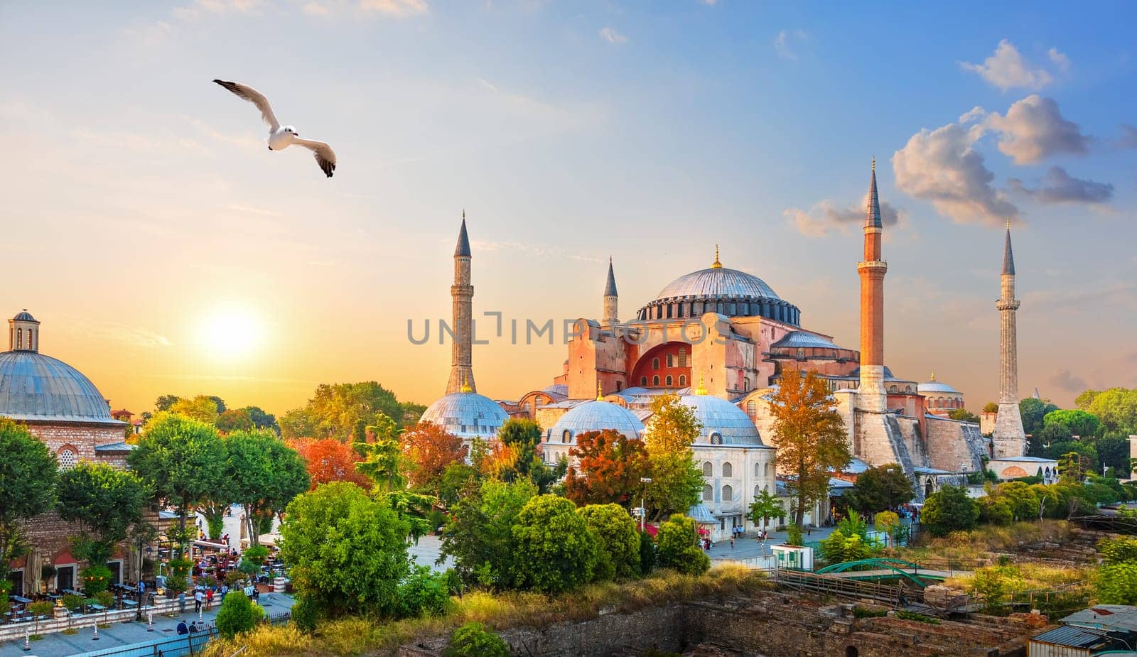 Famous Hagia Sophia in the evening sun rays, Istanbul, Turkey.