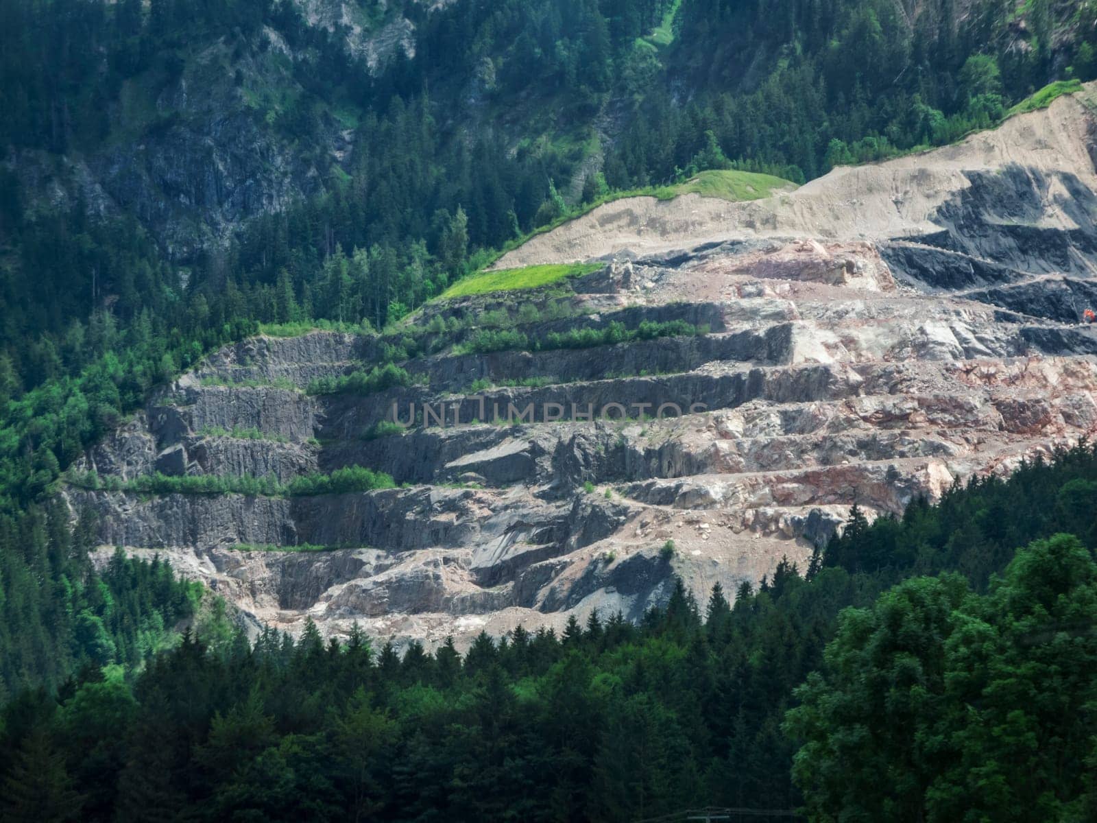 View of a quarry in the Austrian Tyrol in summer 2019.