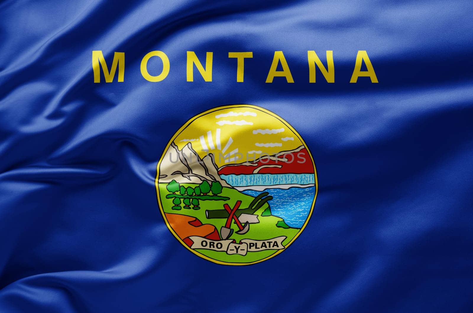 Waving state flag of Montana - United States of America