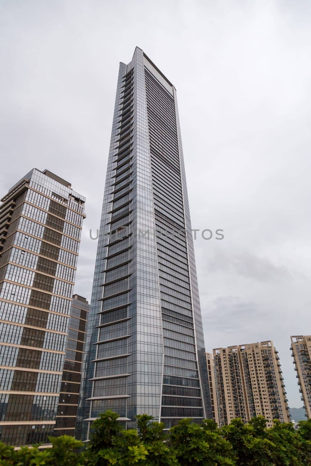 View of the municipal skyscrapers in cloudy weather, Shenzhen, China, Asia