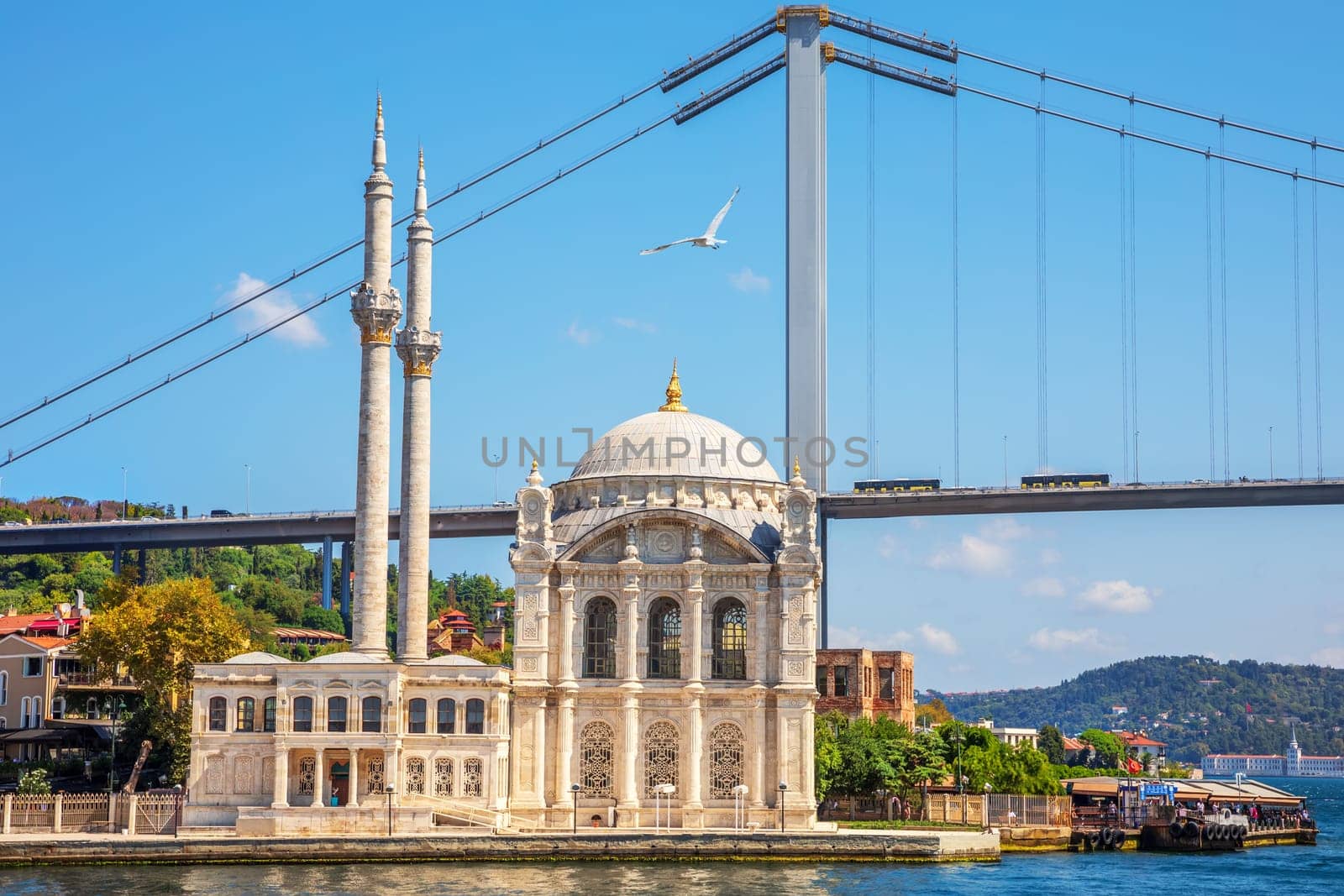 Ortakoy Mosque and the Bosphorus Bridge on the background, Istanbul, Turkey.