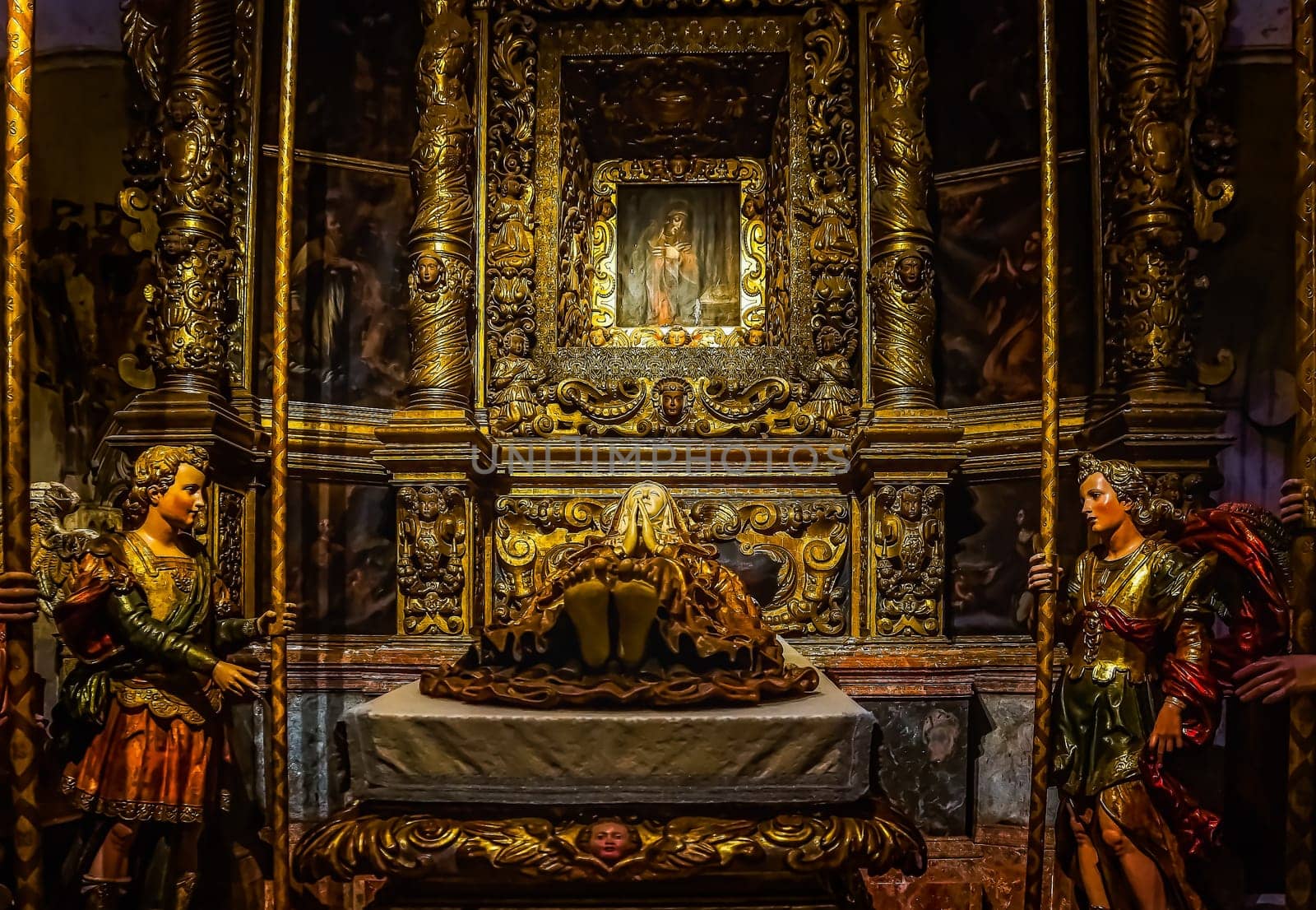 Palma Mallorca Spain June 2015 Beautiful gothic style interior in Cathedral of Santa Maria of Palma La Seu splendour and craftsmanship in architecture
