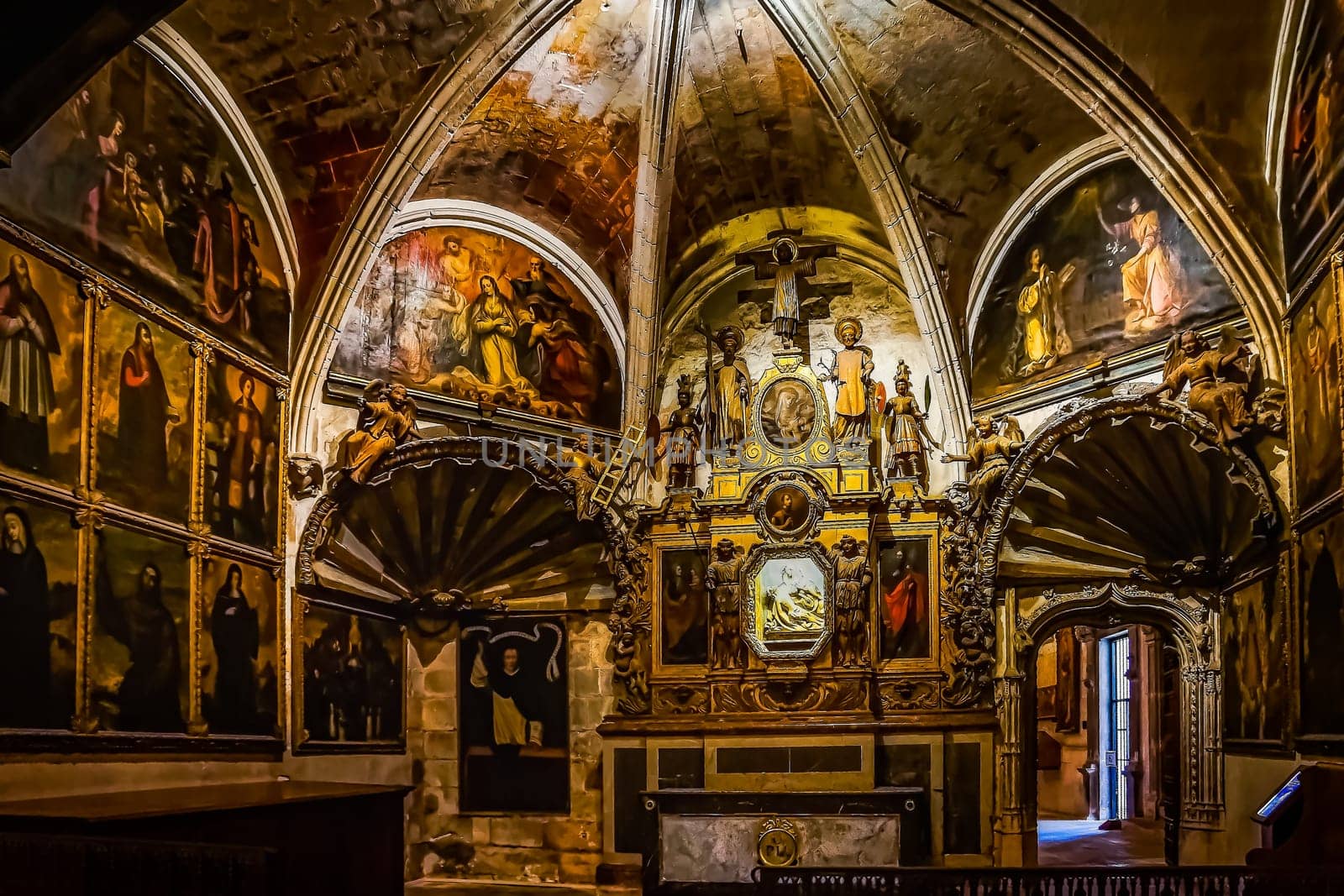 Palma Mallorca Spain June 2015 Beautiful gothic style interior in Cathedral of Santa Maria of Palma La Seu splendour and craftsmanship in architecture