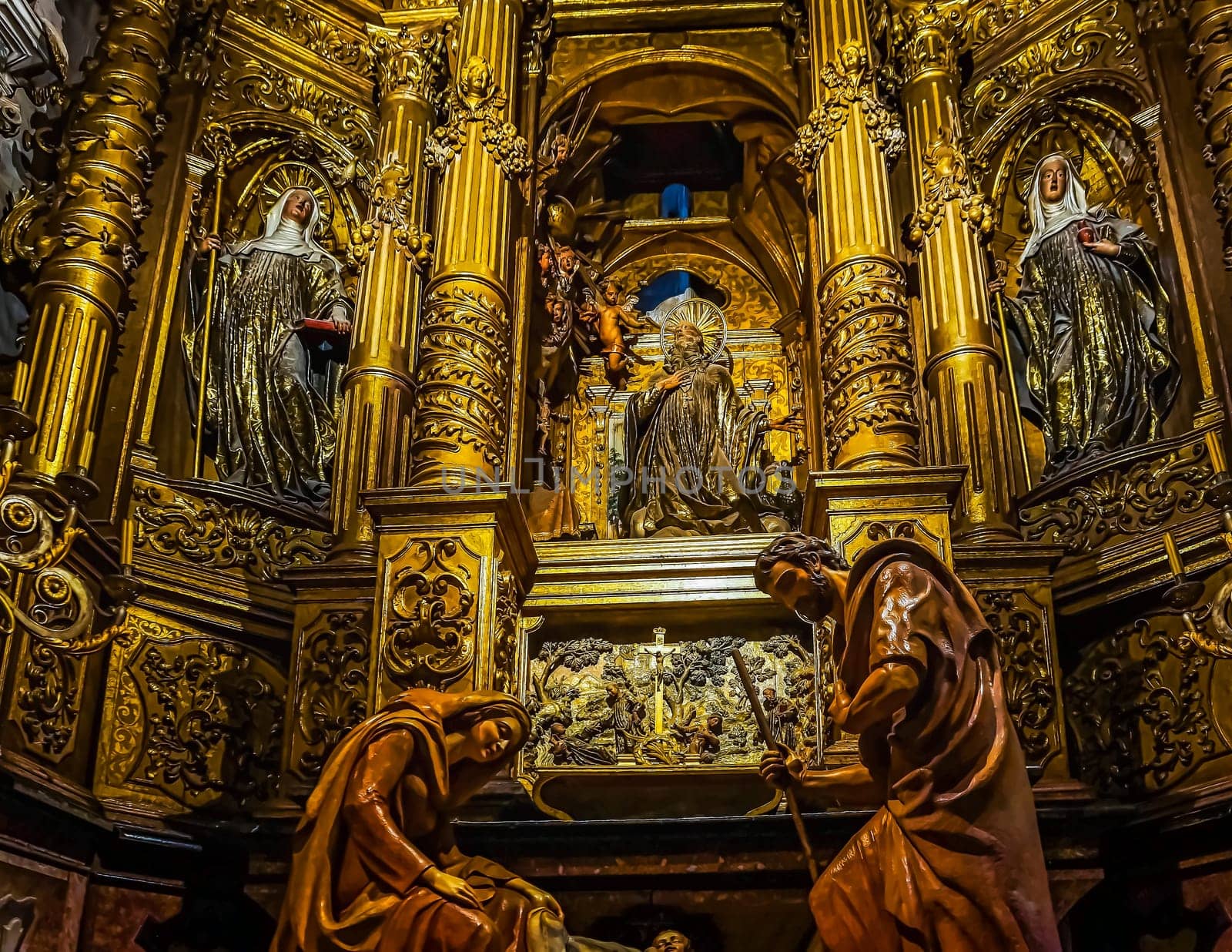 Palma Mallorca Spain June 2015 Beautiful gothic style interior in Cathedral of Santa Maria of Palma La Seu splendour and craftsmanship in architecture