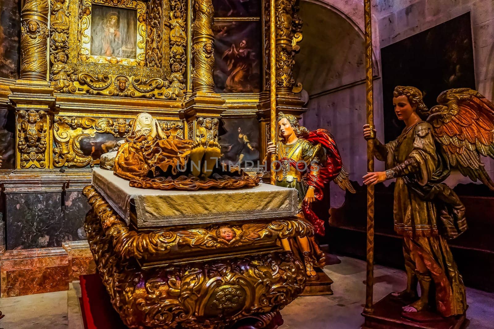 Palma Mallorca Spain June 2015 Beautiful gothic style interior in Cathedral of Santa Maria of Palma La Seu splendour and craftsmanship in architecture
