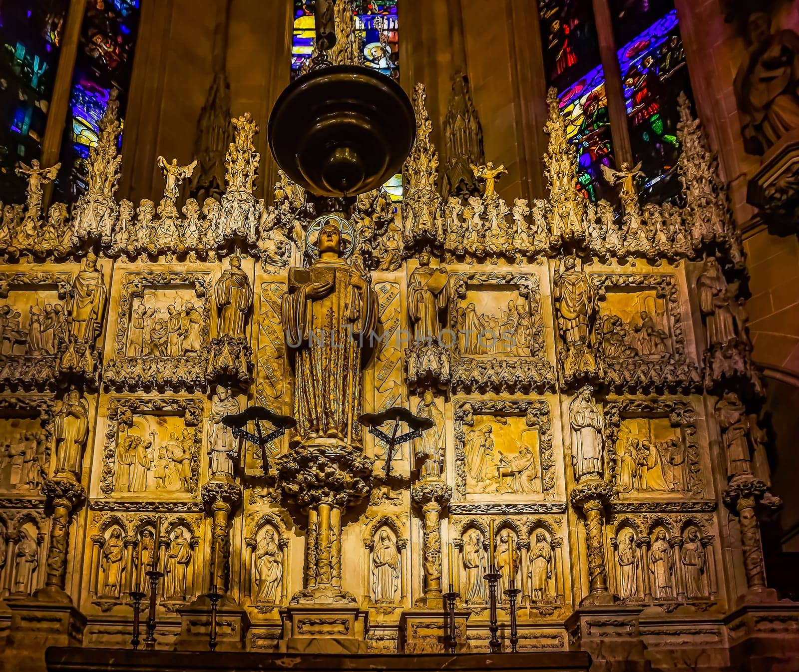 Palma Mallorca Spain June 2015 Beautiful gothic style interior in Cathedral of Santa Maria of Palma La Seu splendour and craftsmanship in architecture