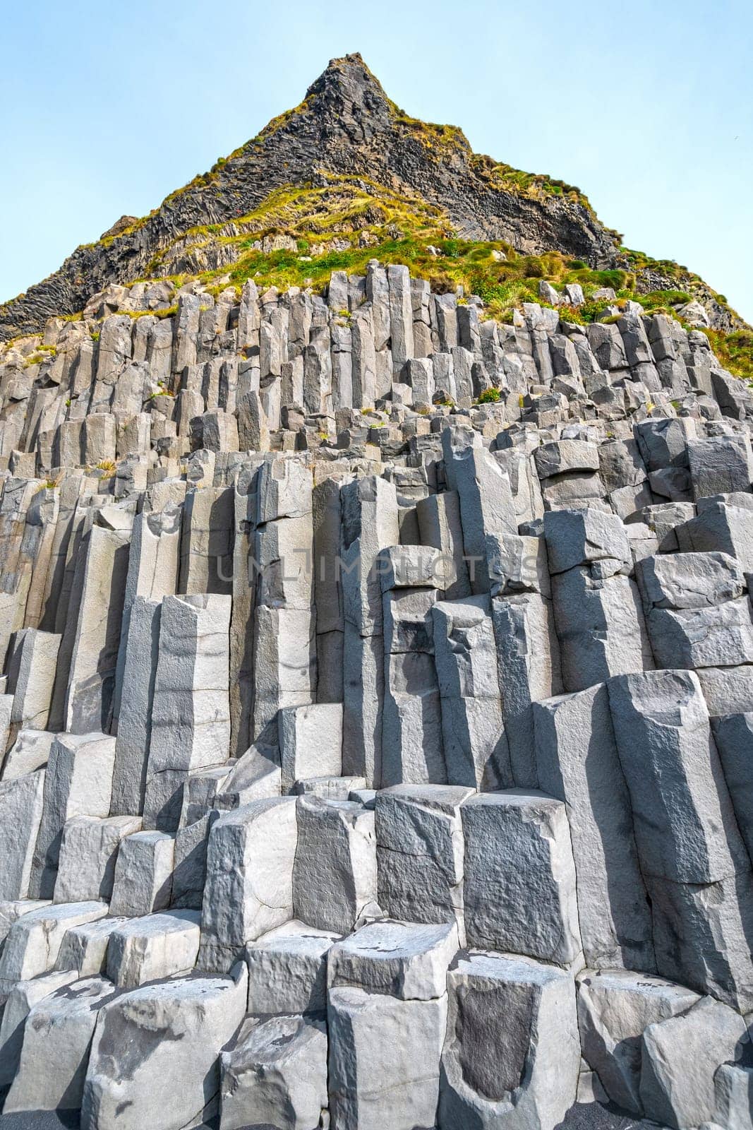 Dramatic Basalt Columns on a Remote Mountain near Vik, Iceland