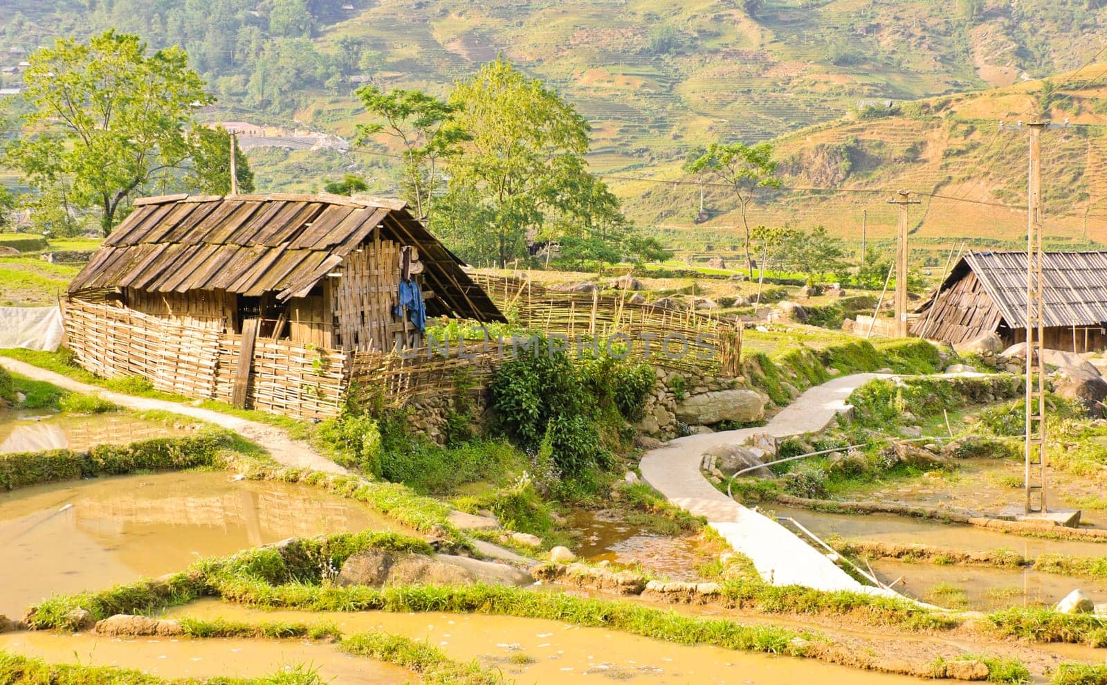 Hill tribe wooden house in Sapa, Vietnam