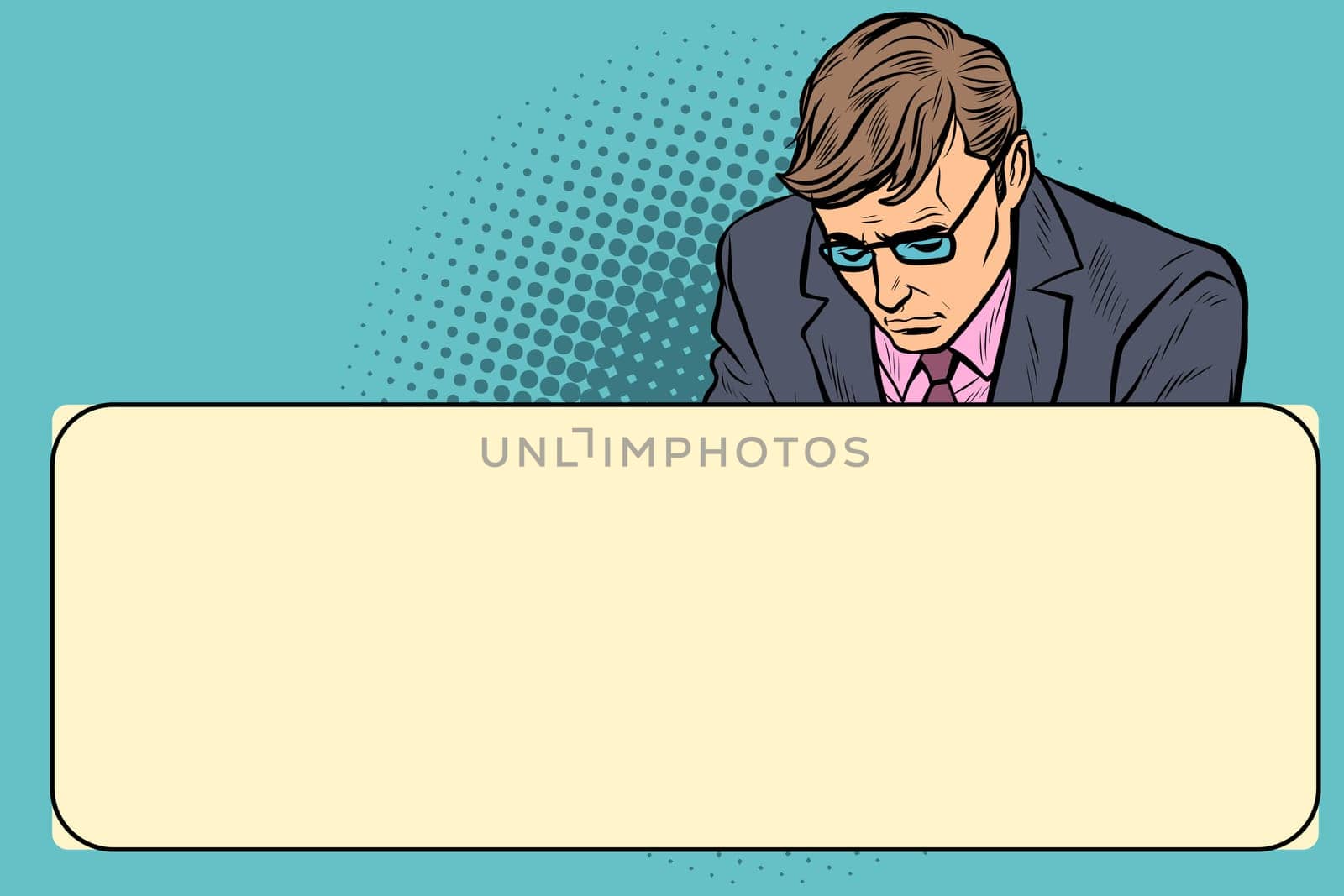 sad man. problems difficulty failure stress. Pop art retro vector illustration drawing vintage kitsch