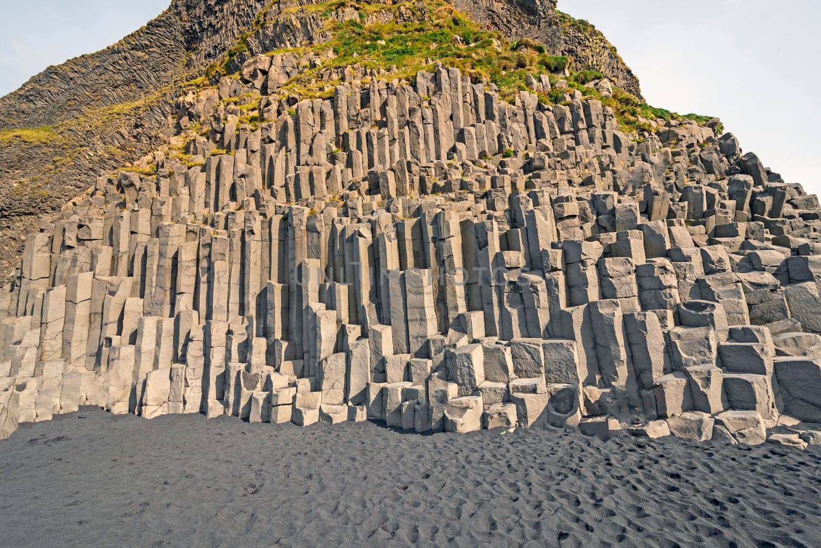 Dramatic Basalt Columns on Remote Reynisfjara Beach near Vik, Iceland