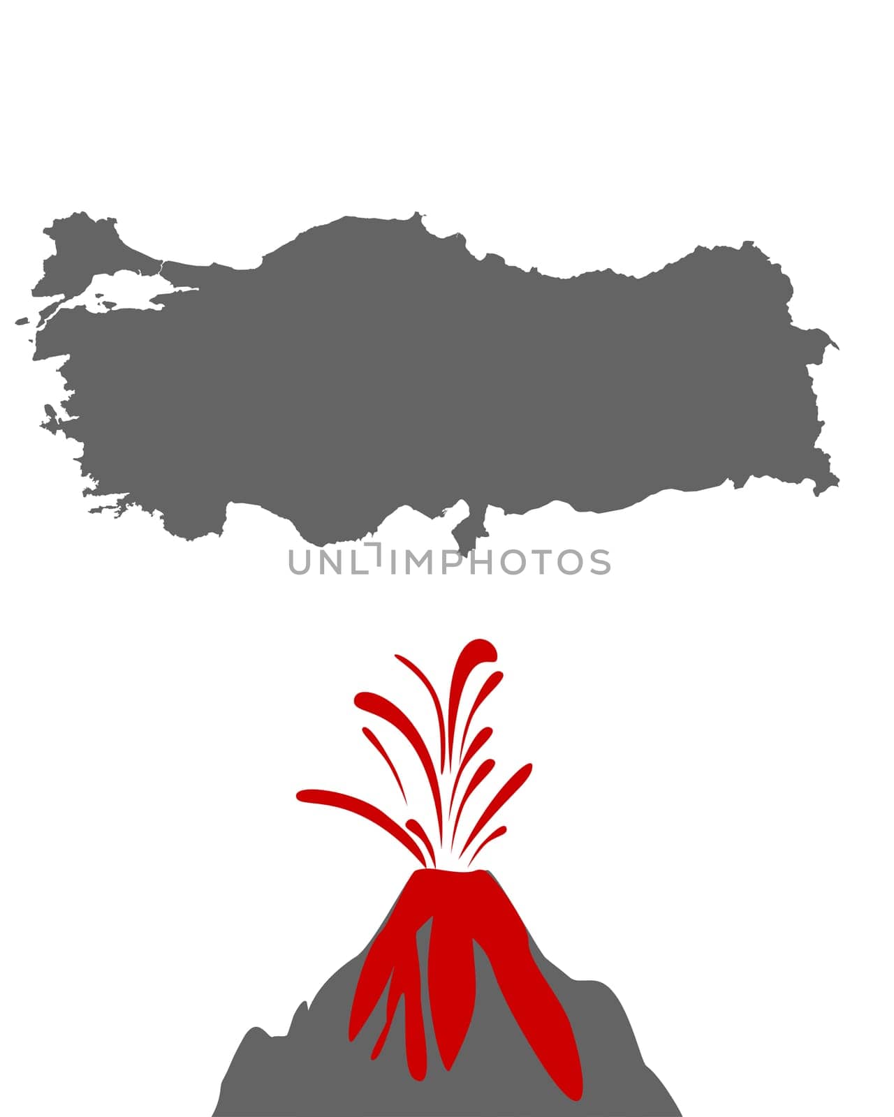 Karte der Türkei mit Vulkan