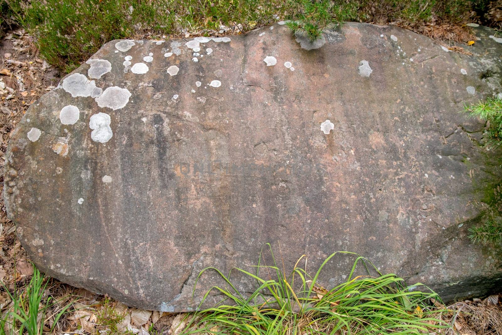 Even sandstone rocks with moss and lichen overgrown as background