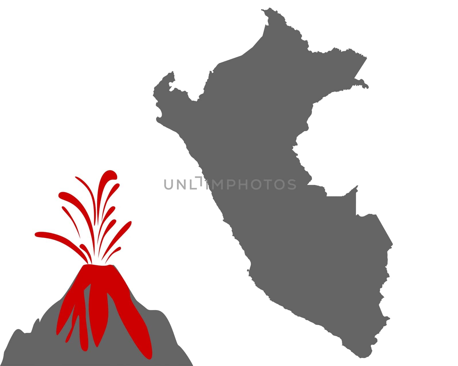 Karte von Peru mit Vulkan