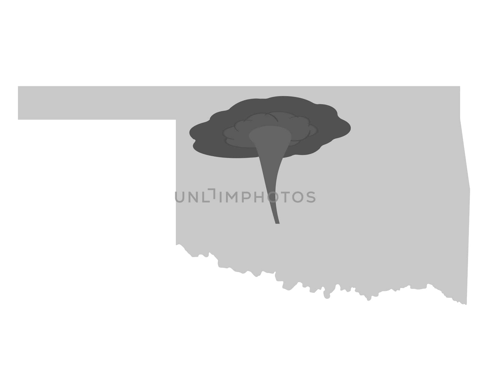 Karte von Oklahoma und Tornadosymbol