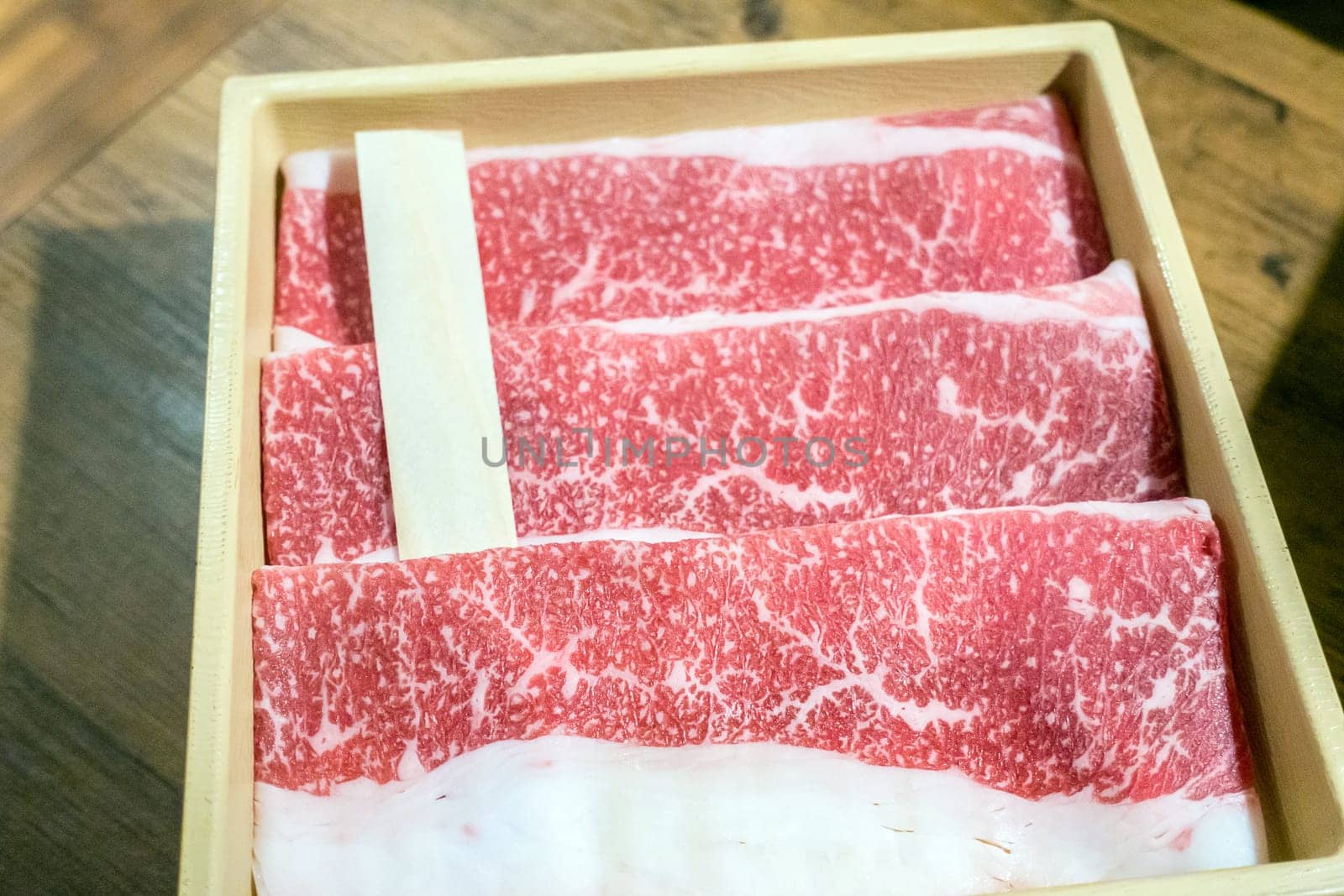 premium japanese raw beef meat set with blank label  ready to cook Shabu shabu and sukiyaki