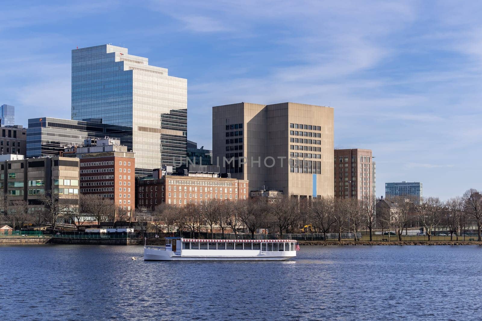 Boston Downtown cityscape along Charles River with skylines building at Boston city, MA, USA.
