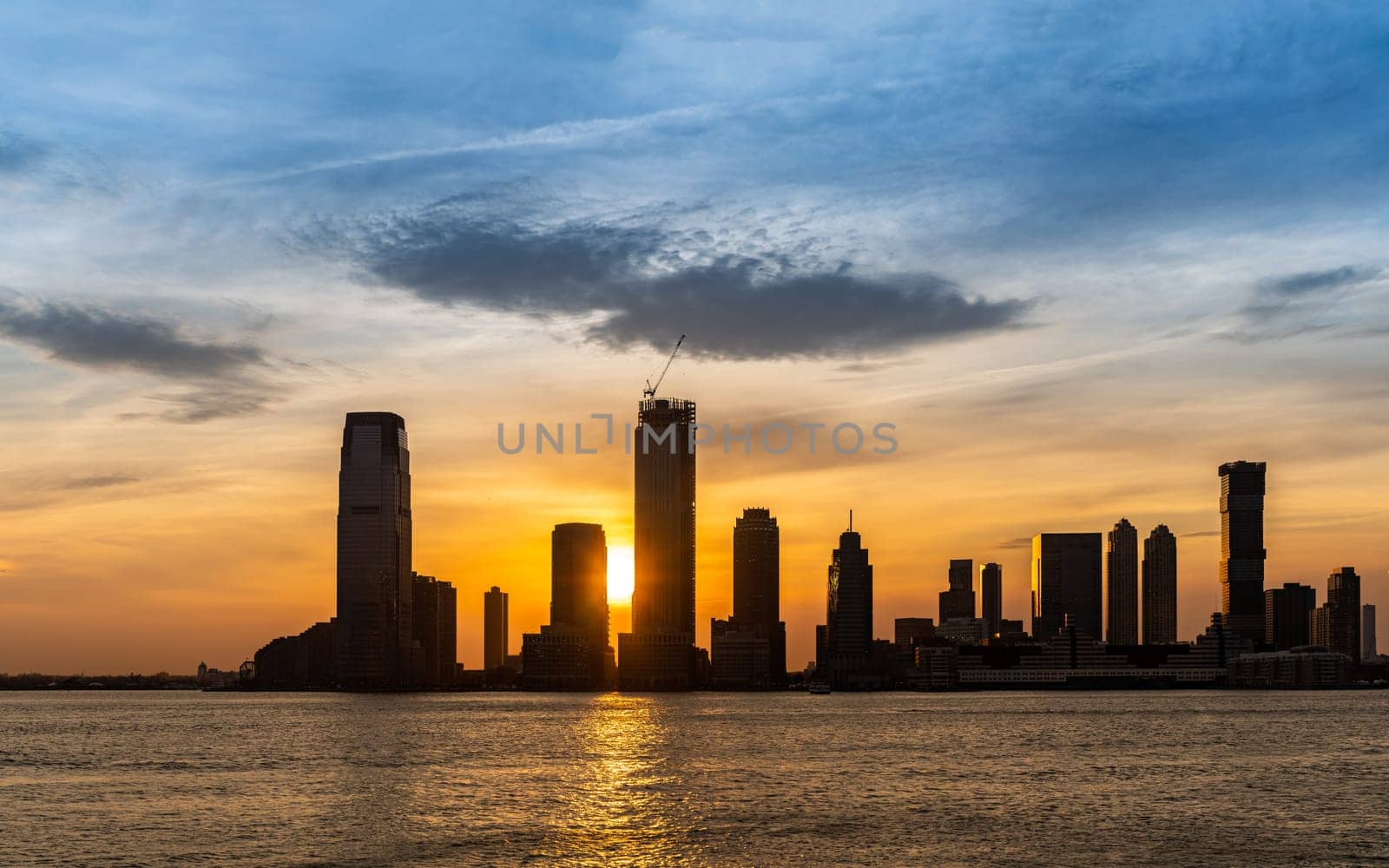 New Jersey Skyline building silhouette USA Sunset