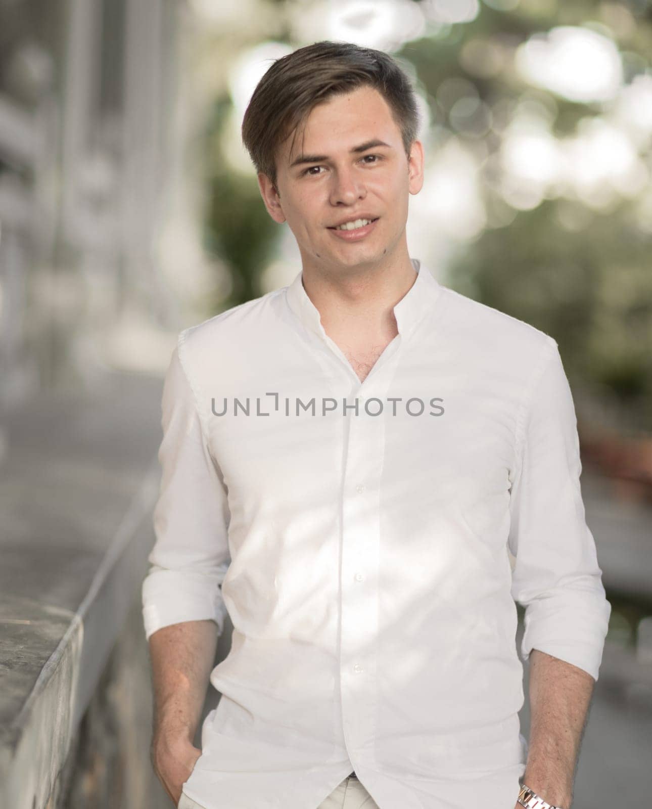 Outdoor portrait of a handsome young man