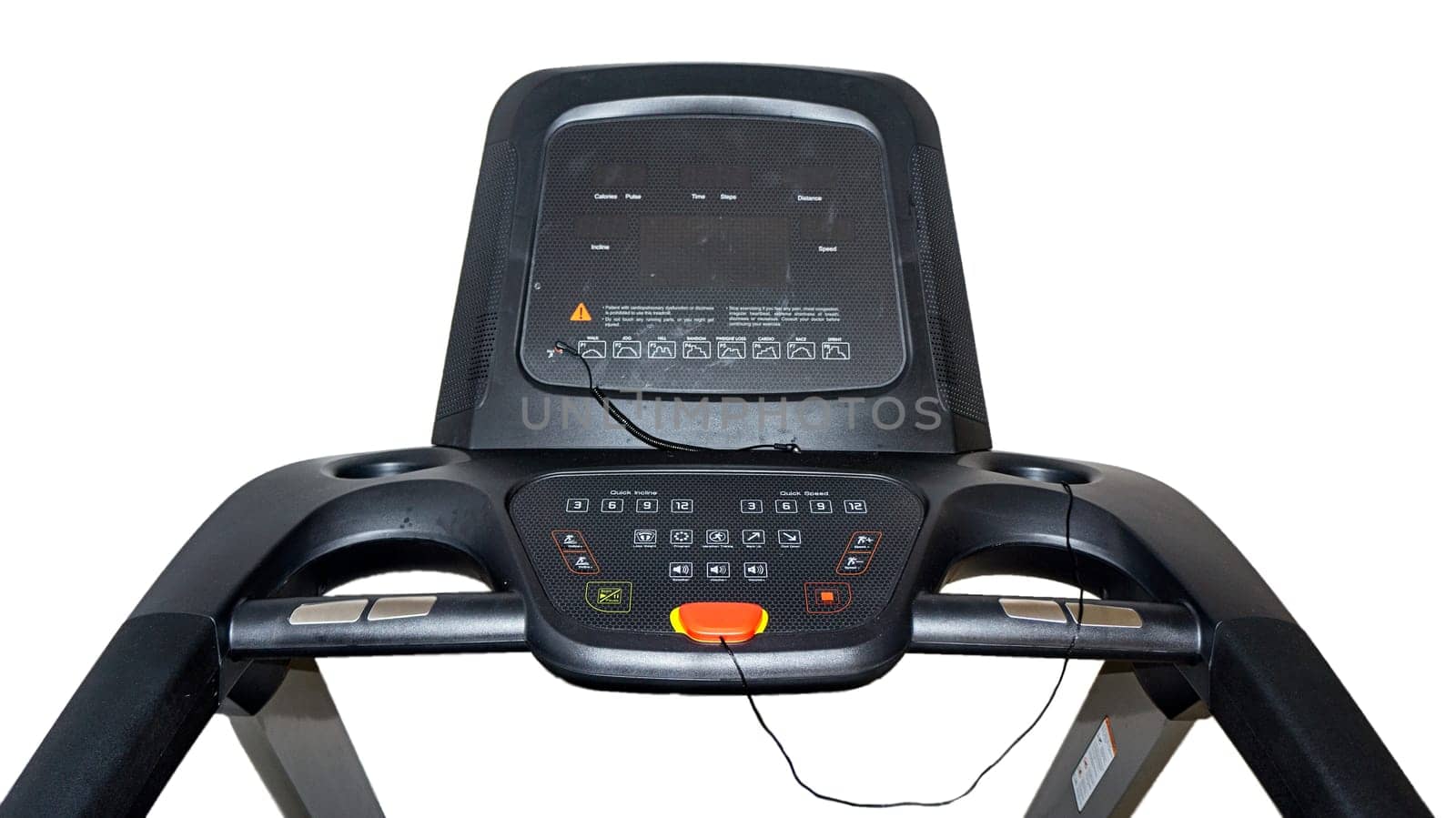 treadmill display equipment gym console fitness indoors white background