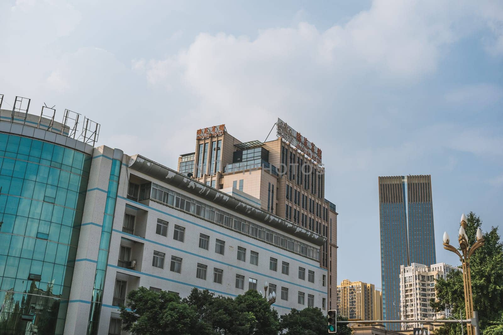 Chengdu, China -  July 2019 : High commercial and residential buildings and blocks of flats