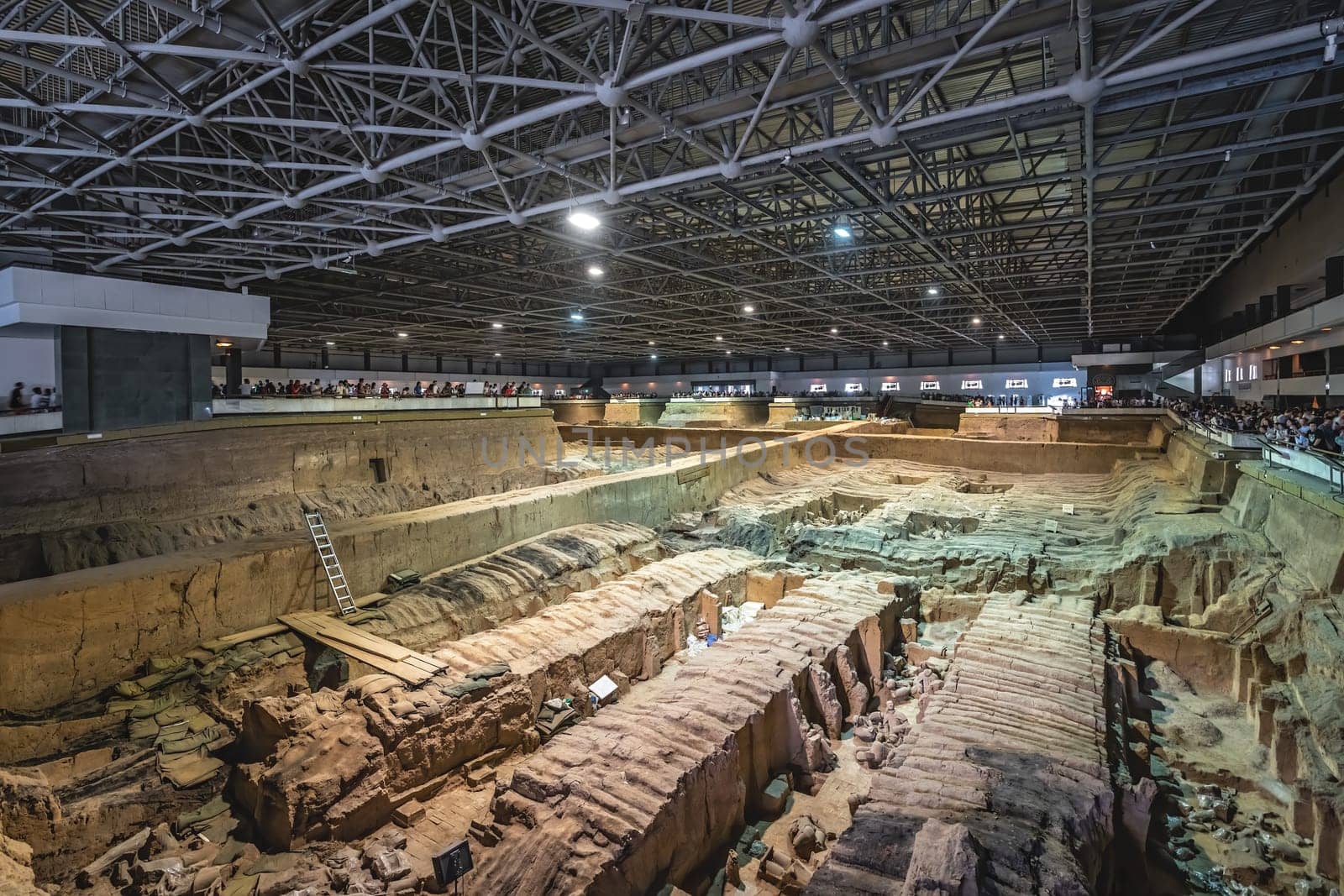 Xian, China -  July 2019 : Terracota Army archeological site, army warrior statues were created during the reign of first chinese emperor Qin Shi Huang Di, Shaanxi Province, China