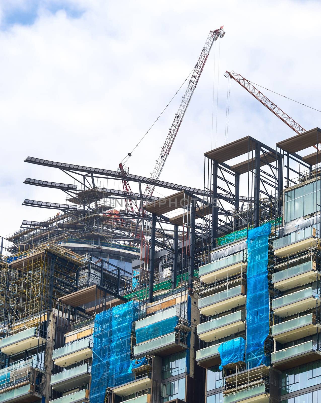 Construction site of business skyscraper in Singapore