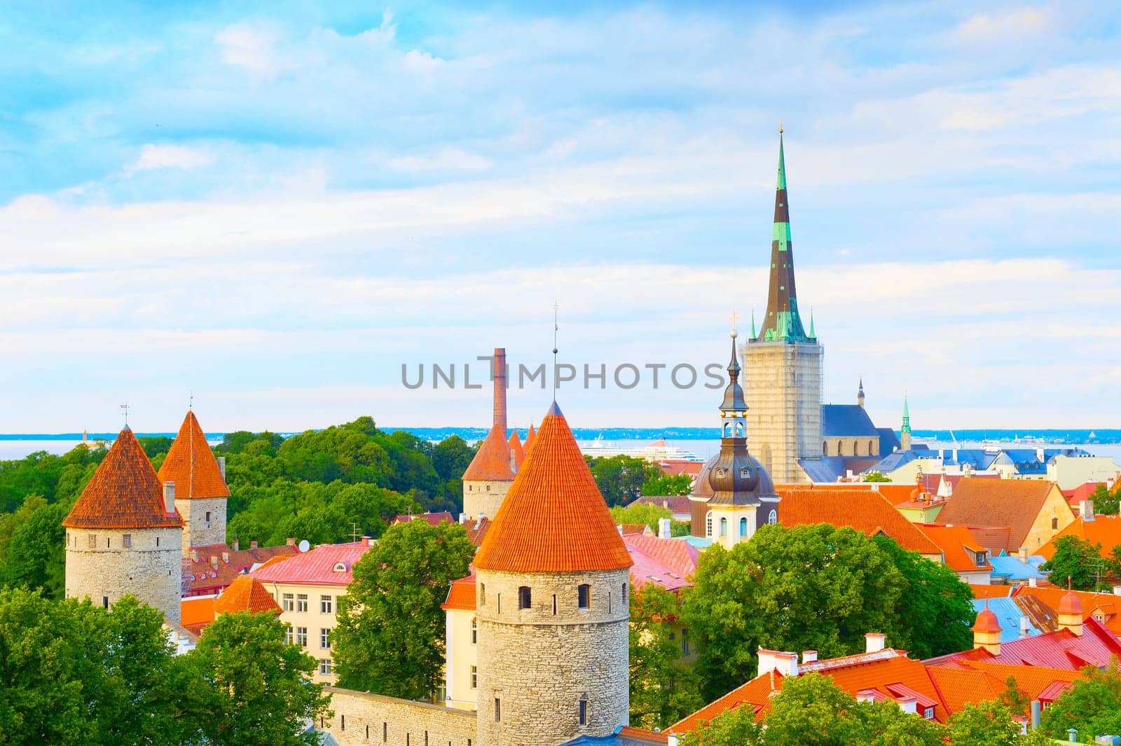 Tallinn Old Town skyline. Estonia. aerial view
