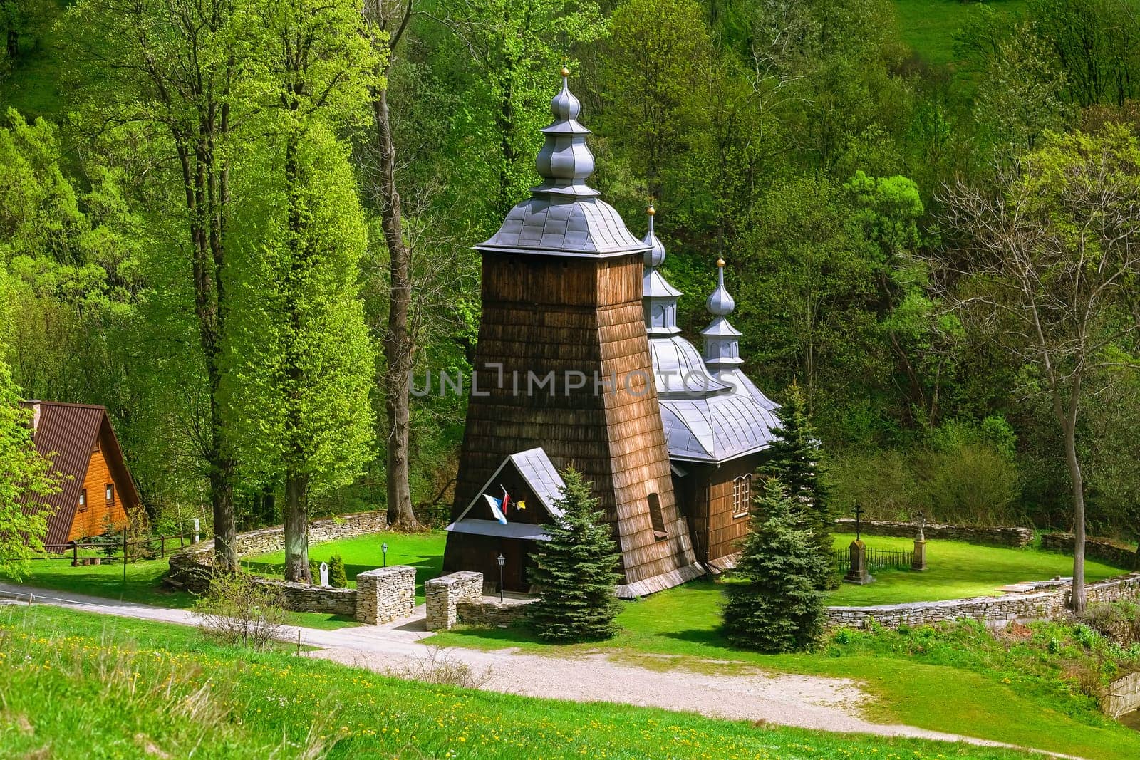 Wooden Greek Catholic church in Chyrowa, Krosno County, Poland