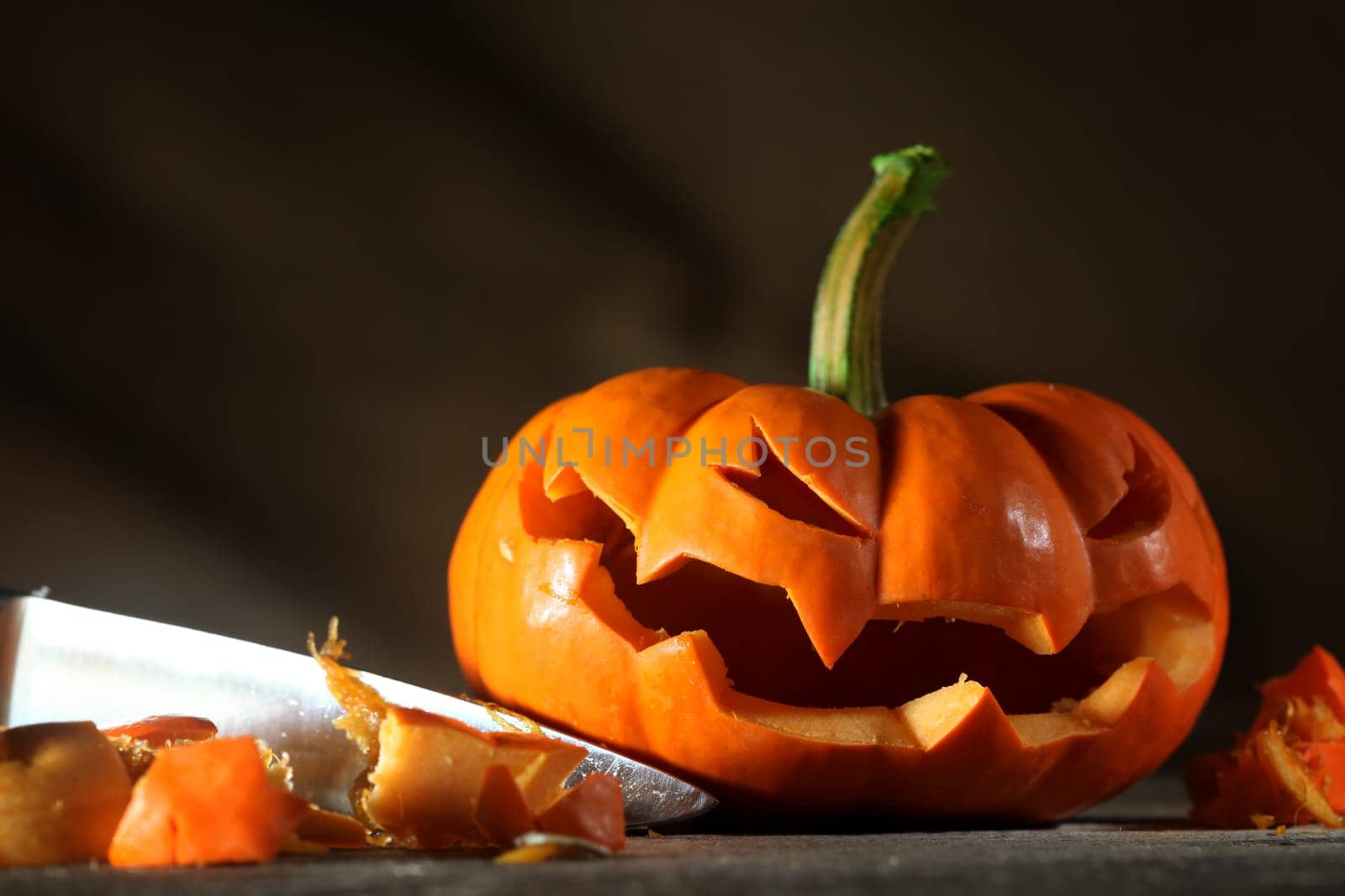 Carving a Halloween jack o' lantern
