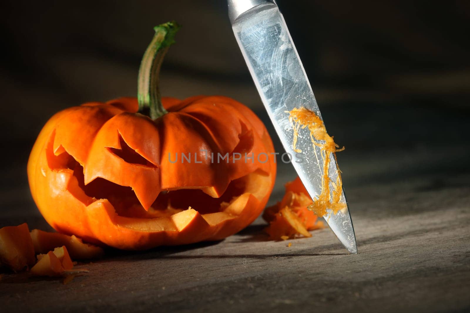Carving a Halloween jack o' lantern