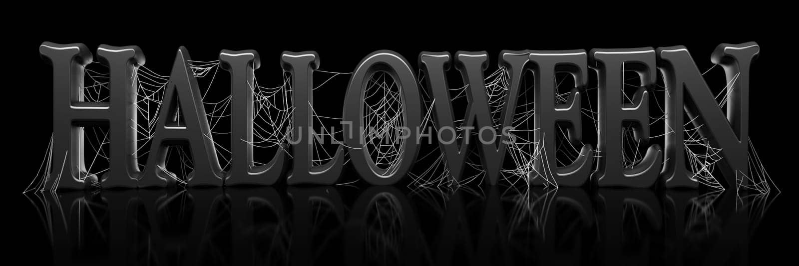 Halloween covered in spider webs - 3d render