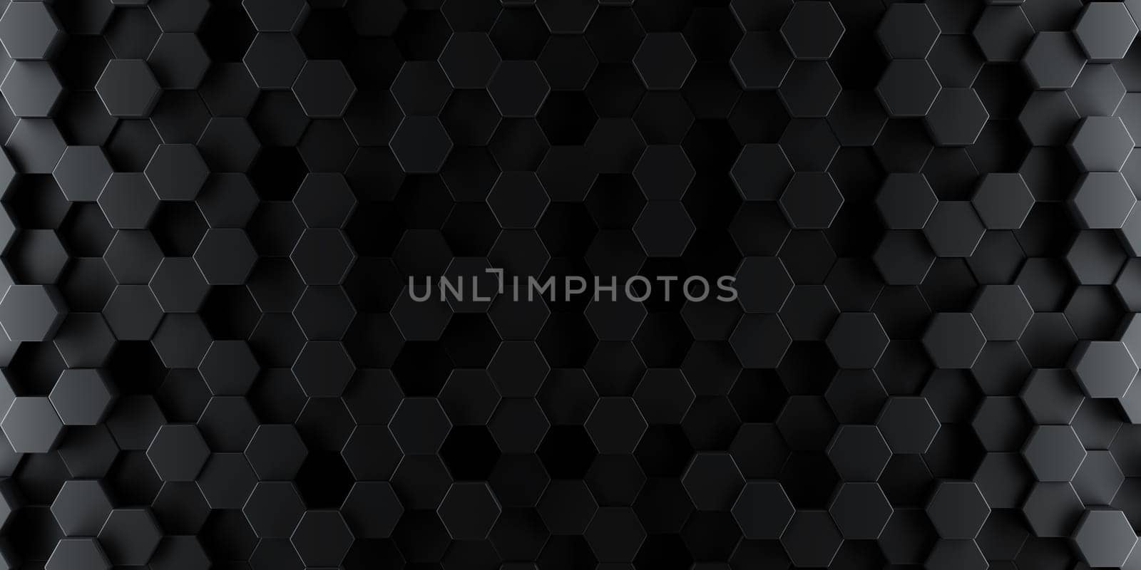 Dark hexagon wallpaper or background - 3d render