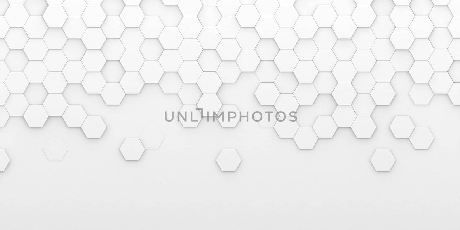 Bright white abstract hexagon wallpaper or background - 3d render