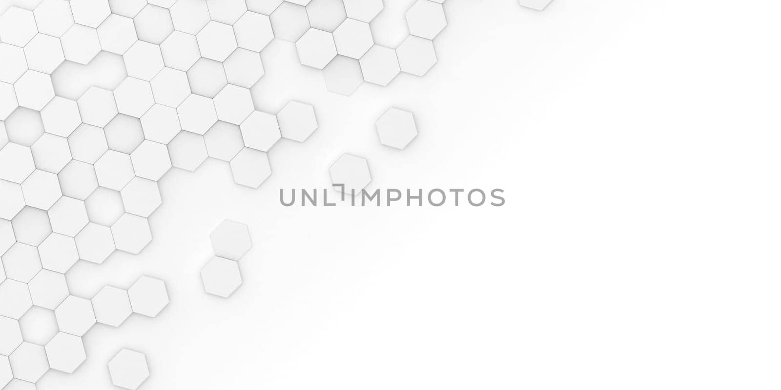 Bright white abstract hexagon wallpaper or background - 3d render