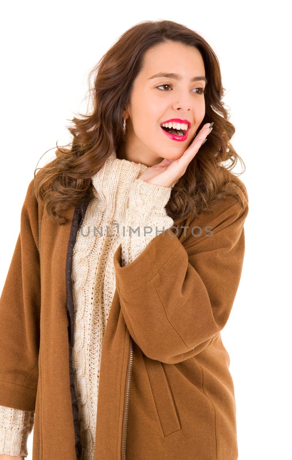 young casual beautiful woman, isolated in white